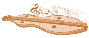 dulcimer with music notes